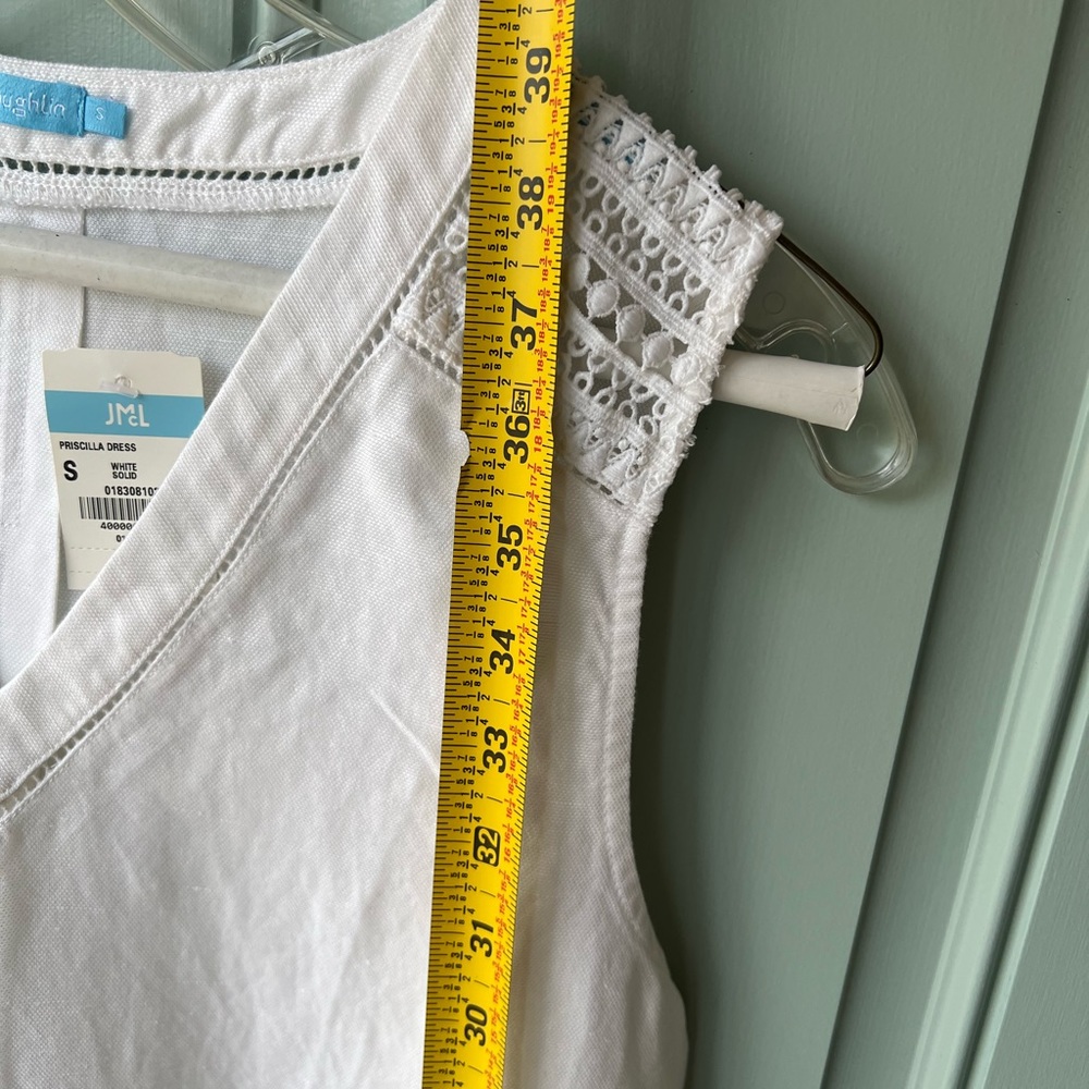 NWT J McLaughlin Linen blend dress in white w beautiful shoulder detail - Picture 6 of 8